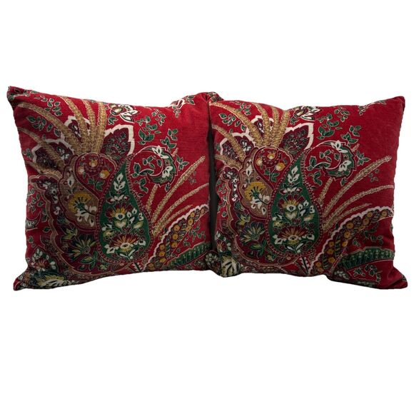 Pottery Barn Other - 2X Pottery Barn Adela Paisley Velvet Throw Pillow w/ Feather Insert 18" Square